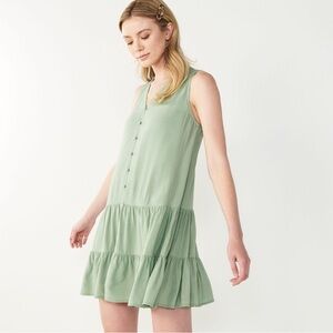 Nine West Sleeveless Button-front Tiered Dress